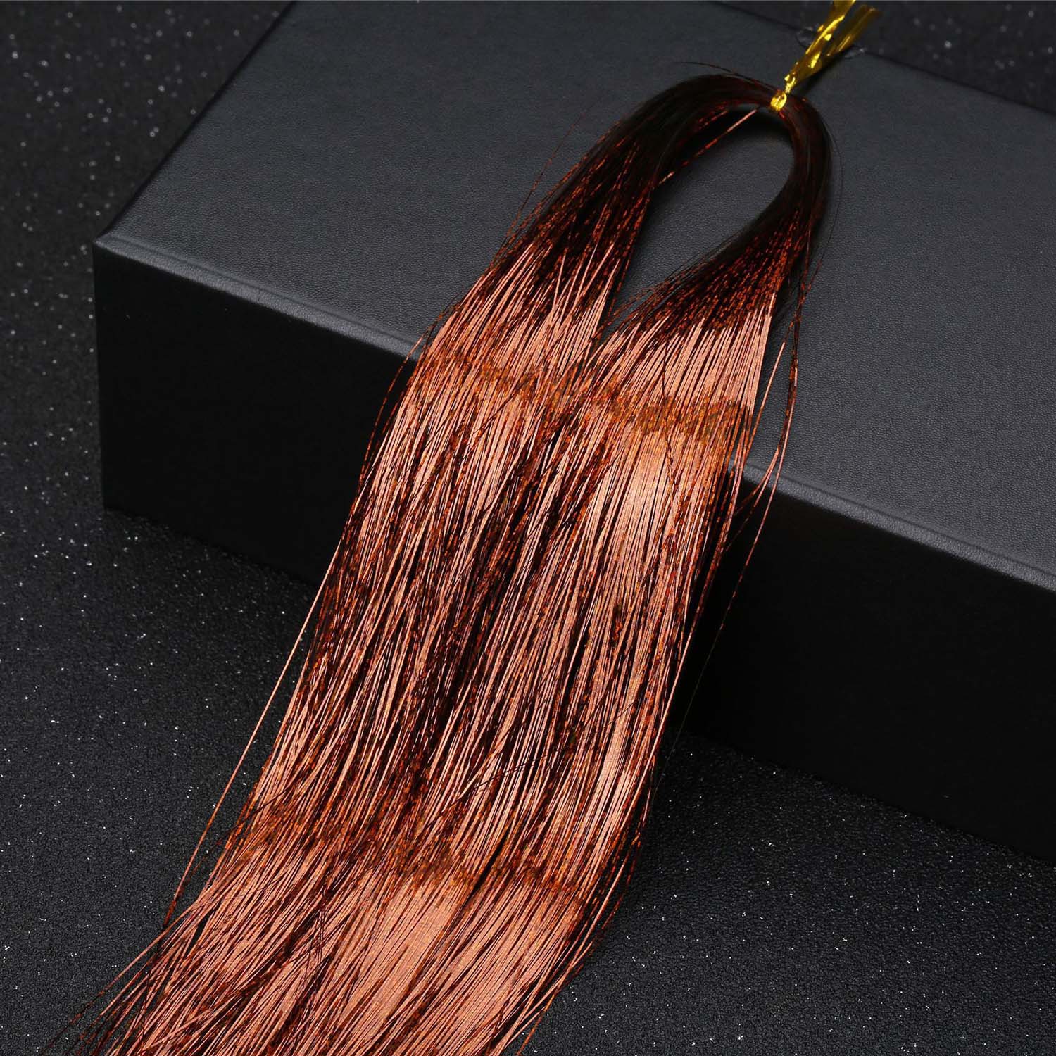 COFFEE SYNTHETIC HAIR TINSEL SPARKLE HOLOGRAPHIC HAIR HIGHLIGHT