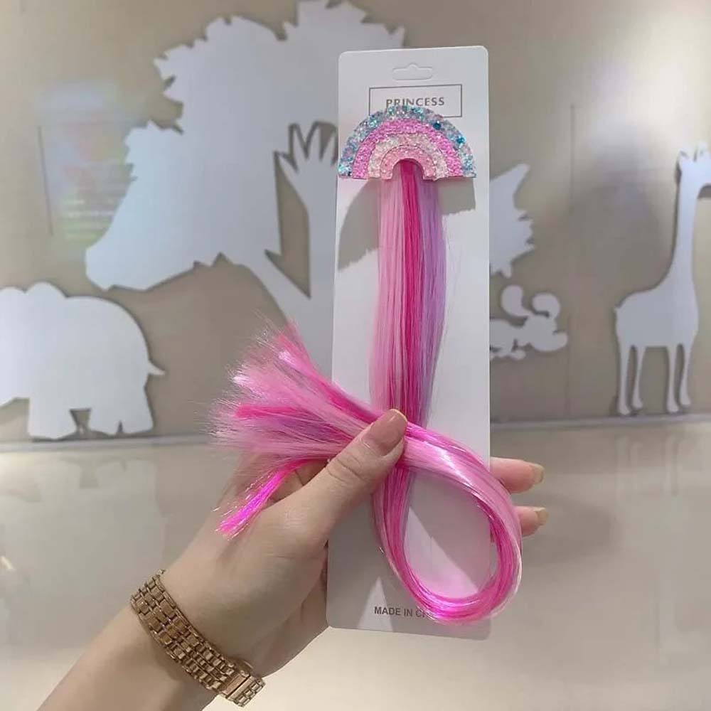 40CM UNICORN & RAINBOW HAIR CLIPS WITH COLORFUL EXTENSIONS