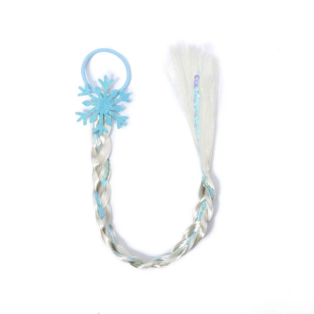 SNOW FLAKE BUTTERFLY BRAIDED HAIR PIECE WITH ELASTIC RUBBER BAND