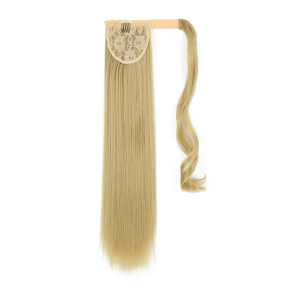 LIGHT GOLDEN BLONDE SYNTHETIC STRAIGHT PONYTAIL HAIR EXTENSION