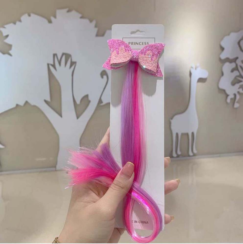 40CM RAINBOW BOW HAIR CLIPS WITH COLORFUL EXTENSIONS