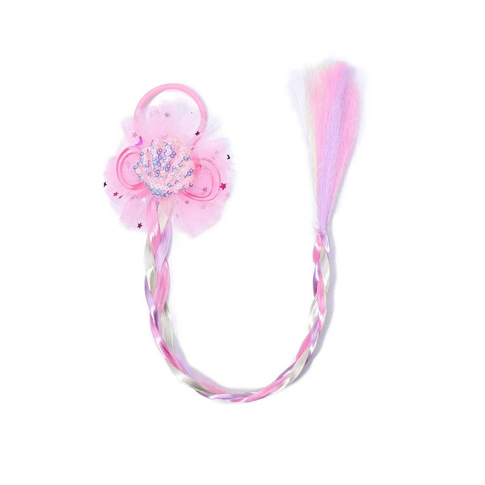 SHELL BUTTERFLY BRAIDED HAIR PIECE WITH ELASTIC RUBBER BAND