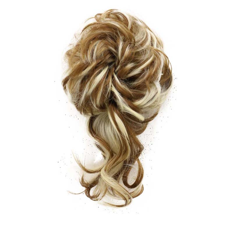 LIGHT MOCHA 20CM SYNTHETIC HAIR BUN EXTENSIONS MESSY CURLY SCRUNCHIES