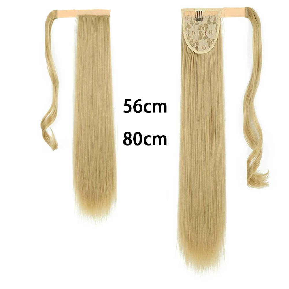 LIGHT ASH BLONDE SYNTHETIC STRAIGHT PONYTAIL HAIR EXTENSION