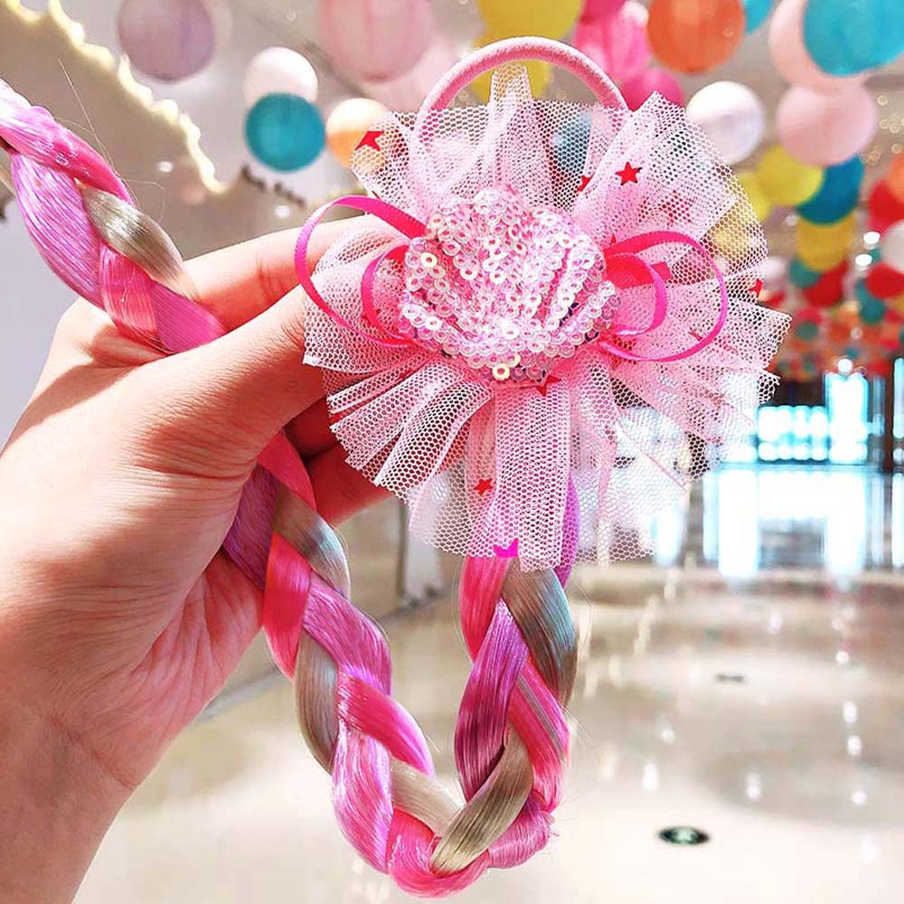 SHELL BUTTERFLY BRAIDED HAIR PIECE WITH ELASTIC RUBBER BAND