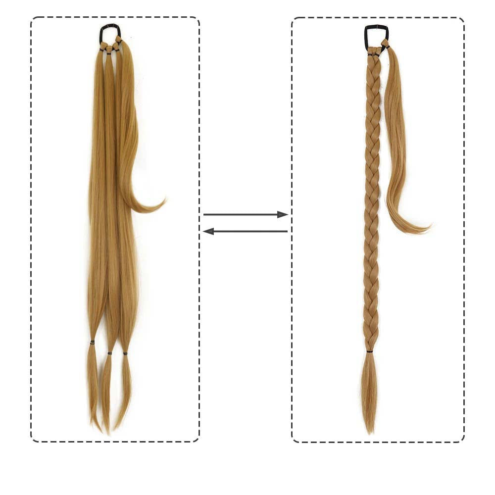 HONEY BLONDE 85CM LONG SYNTHETIC BRAIDED PONYTAIL EXTENSION