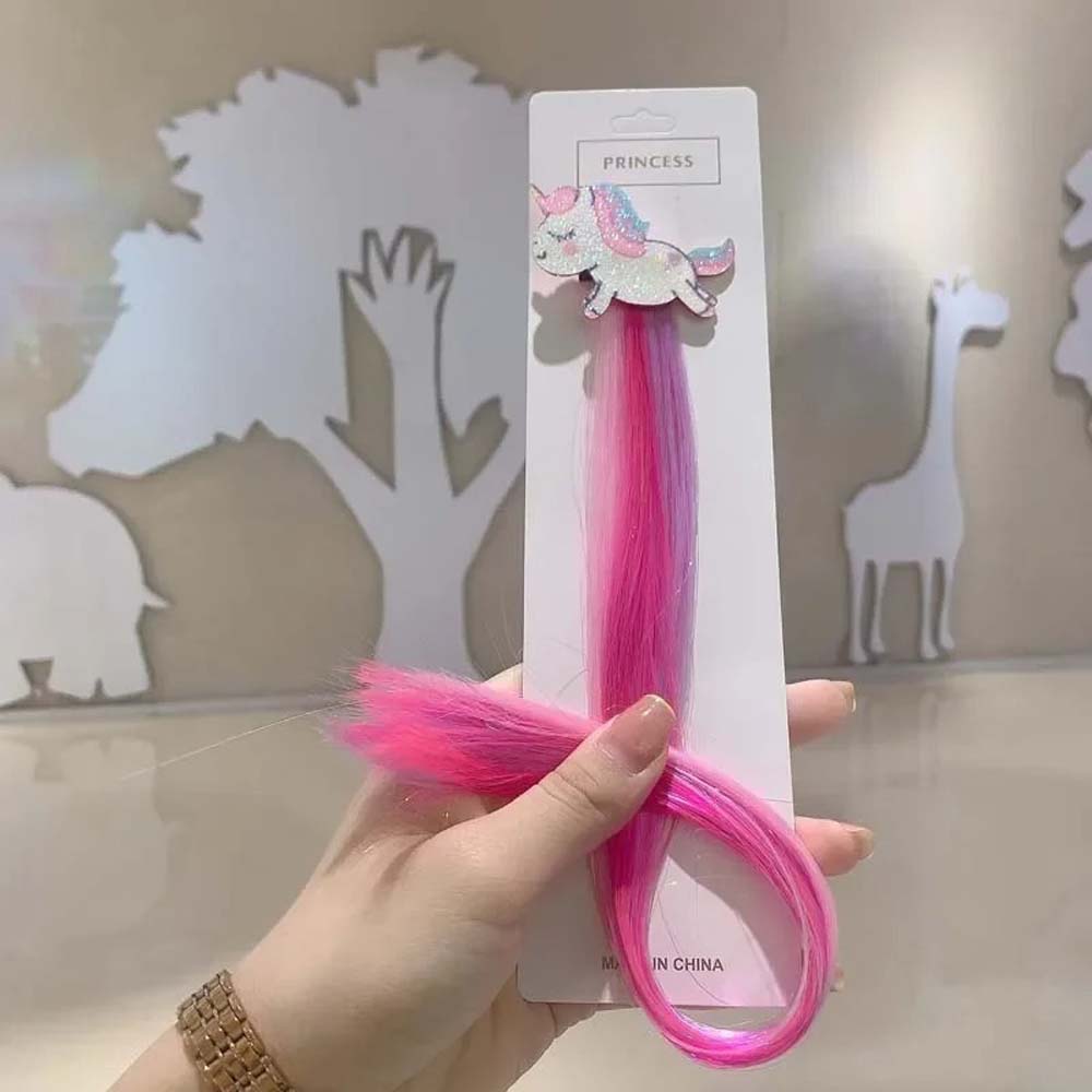 40CM UNICORN & RAINBOW HAIR CLIPS WITH COLORFUL EXTENSIONS