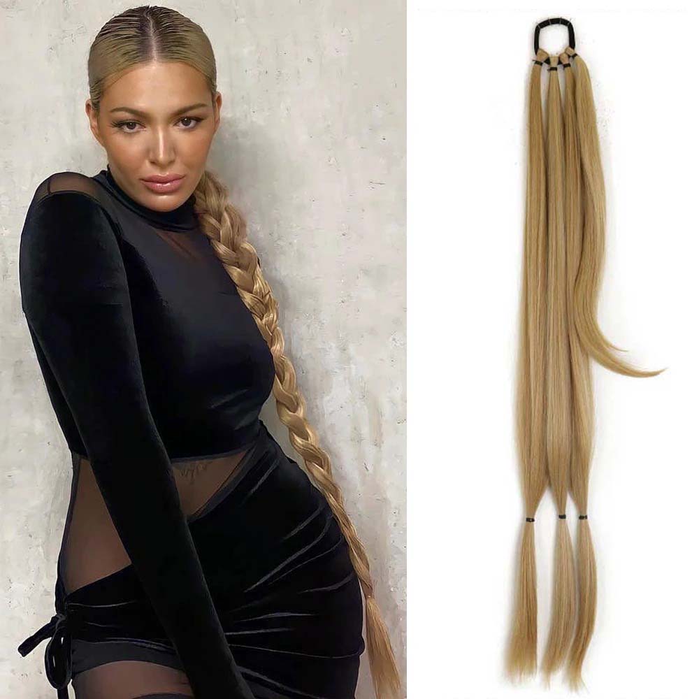 SANDY BLONDE 85CM LONG SYNTHETIC BRAIDED PONYTAIL EXTENSION
