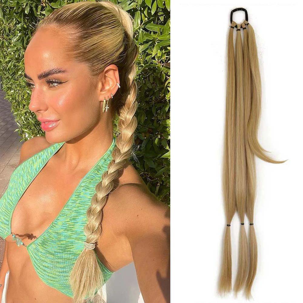 SANDY BLONDE 85CM LONG SYNTHETIC BRAIDED PONYTAIL EXTENSION