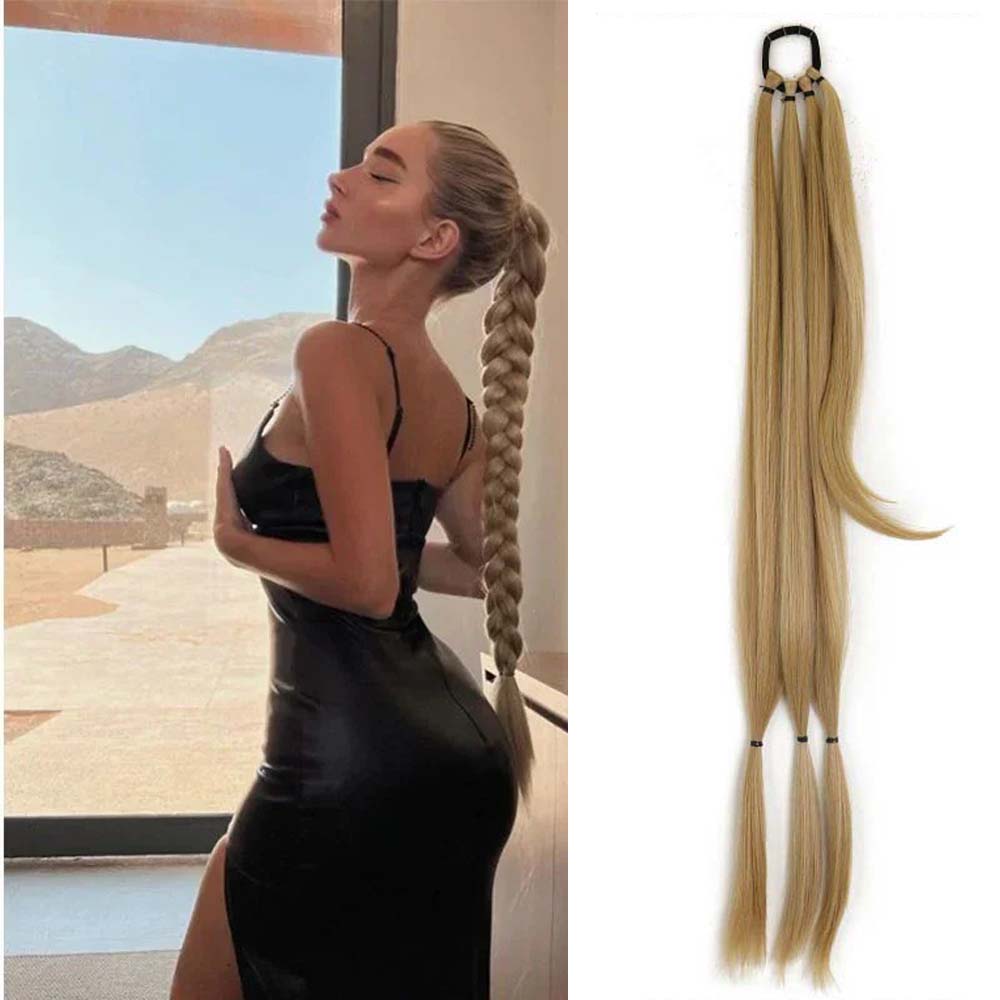 SANDY BLONDE 85CM LONG SYNTHETIC BRAIDED PONYTAIL EXTENSION