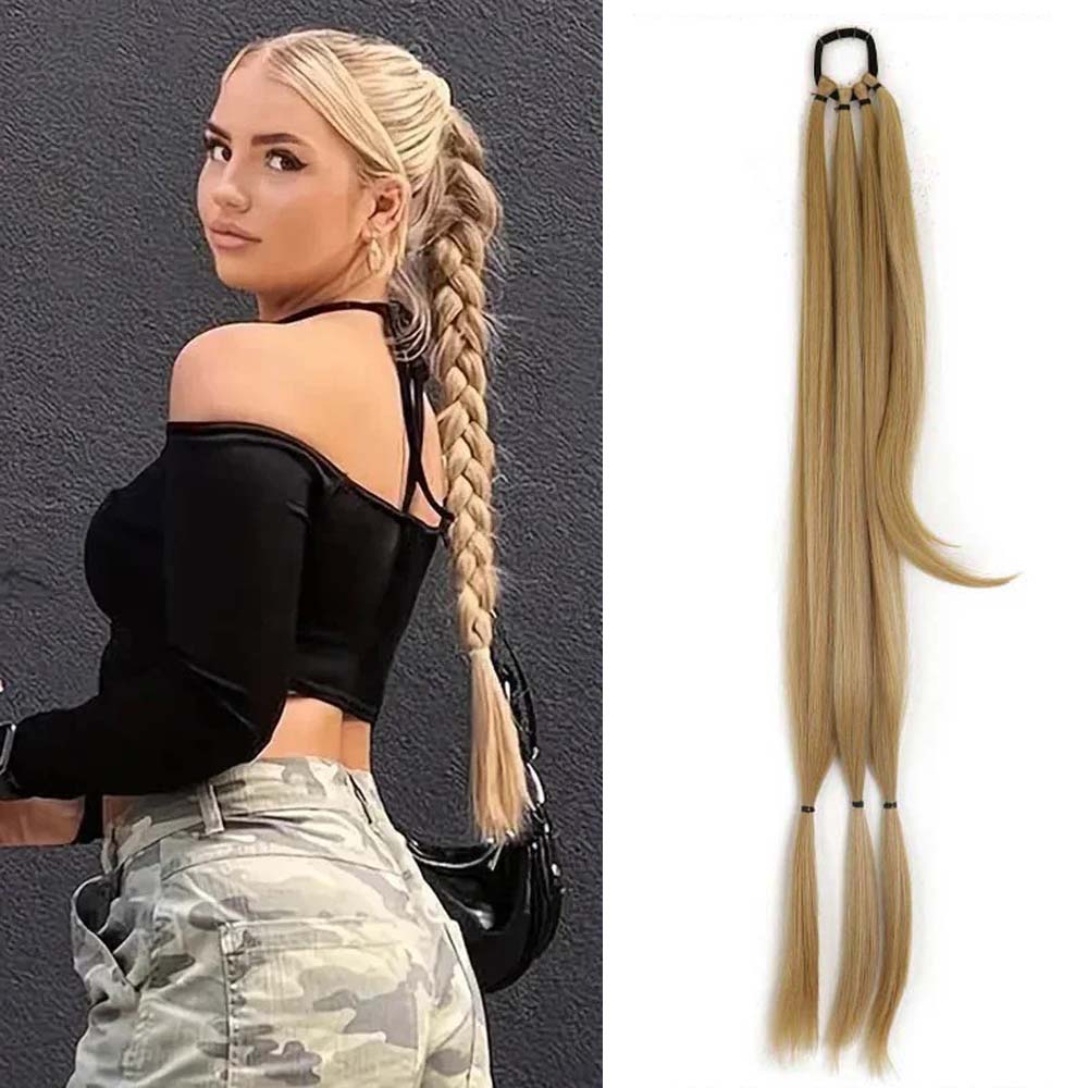 SANDY BLONDE 85CM LONG SYNTHETIC BRAIDED PONYTAIL EXTENSION