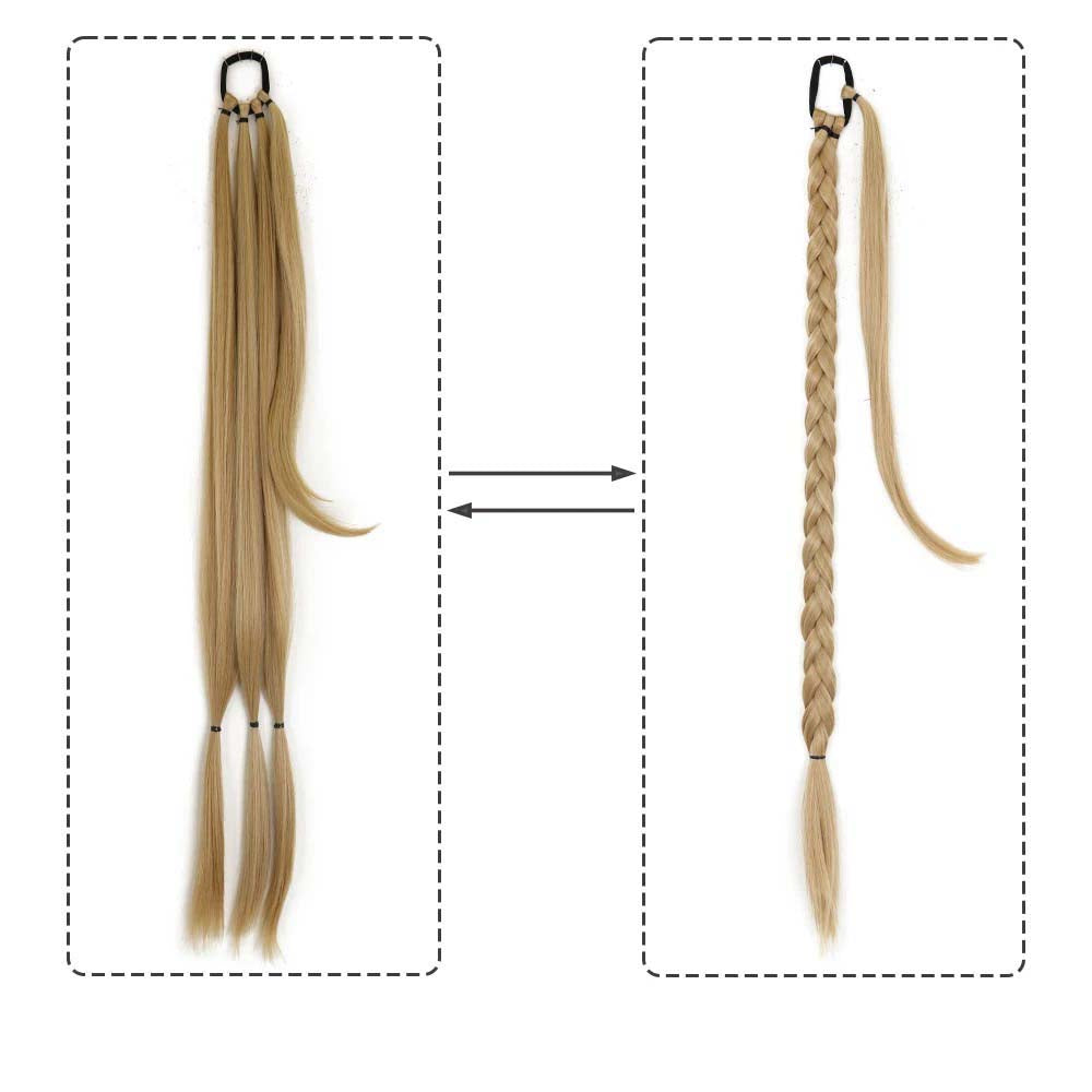 SANDY BLONDE 85CM LONG SYNTHETIC BRAIDED PONYTAIL EXTENSION