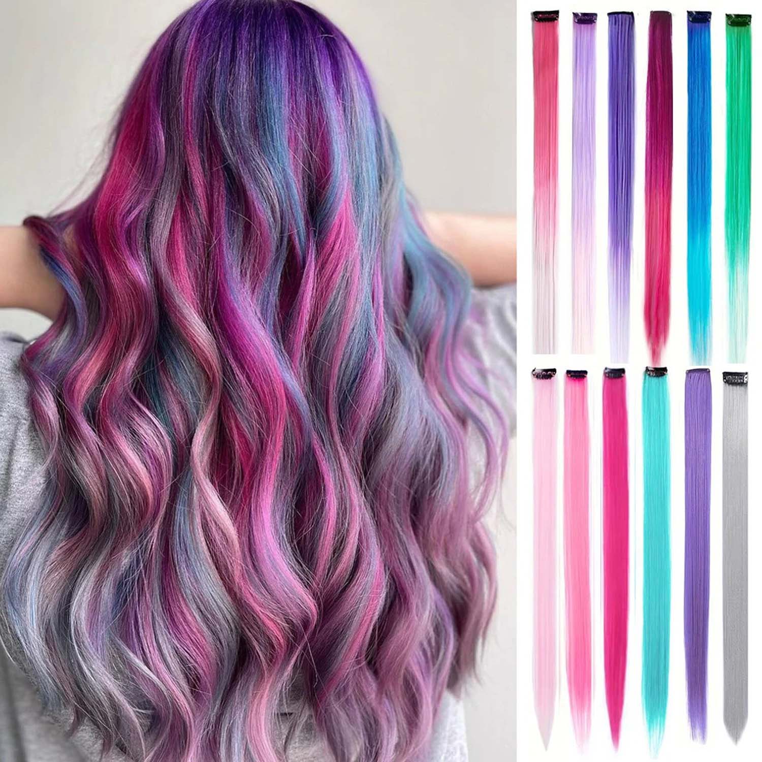 LIGHT PURPLE CLIP IN HAIR EXTENSIONS HAIR HIGHLIGHTS