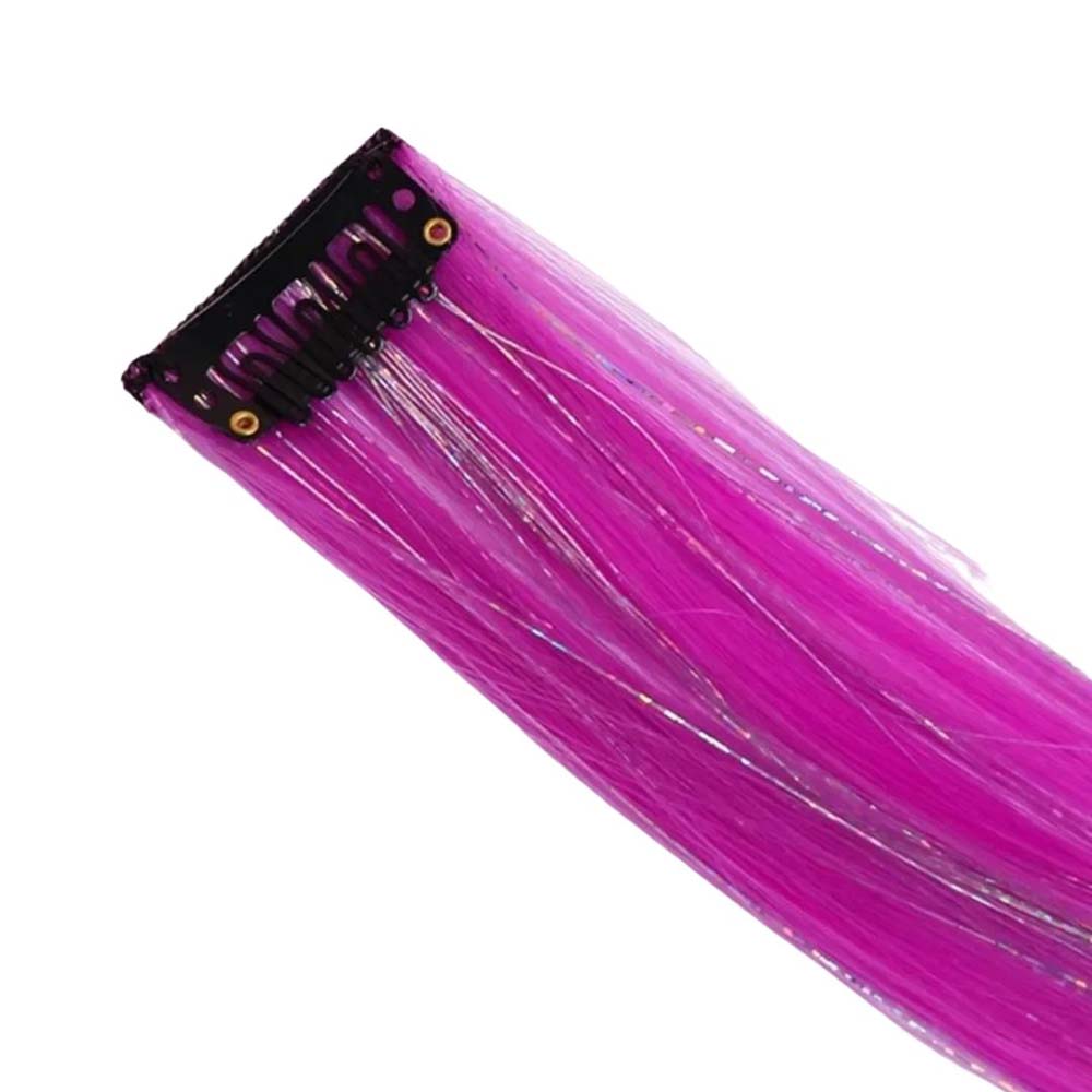 BEIGE & PINK 40CM TINSEL CLIP IN HAIR EXTENSIONS HAIR HIGHLIGHTS