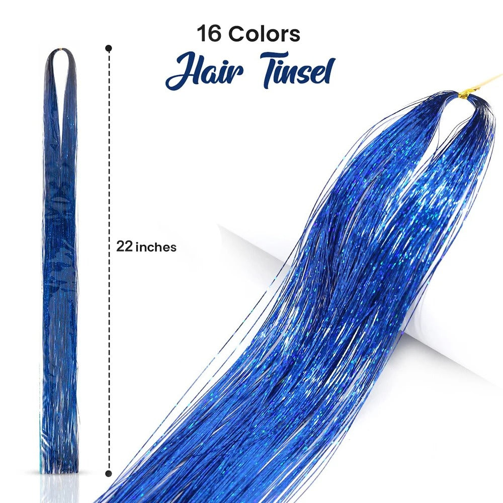 SYNTHETIC HAIR TINSEL SPARKLE HOLOGRAPHIC HAIR HIGHLIGHT