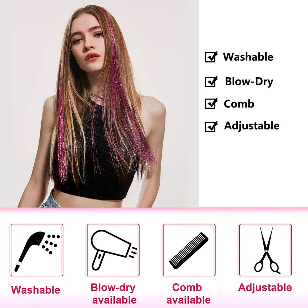 CLIP IN HAIR EXTENSIONS LONG SYNTHETIC COLORED HIGHLIGHTS