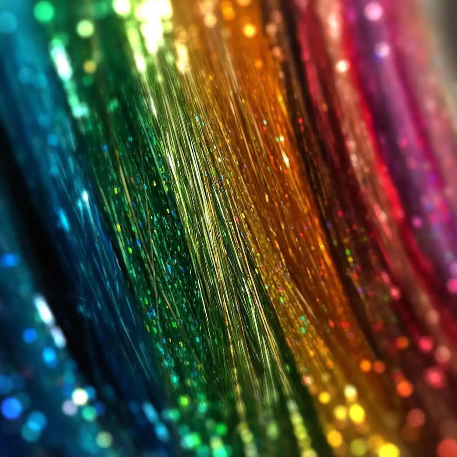 TRANSPARENT BLUE SYNTHETIC HAIR TINSEL SPARKLE HOLOGRAPHIC HAIR HIGHLIGHT
