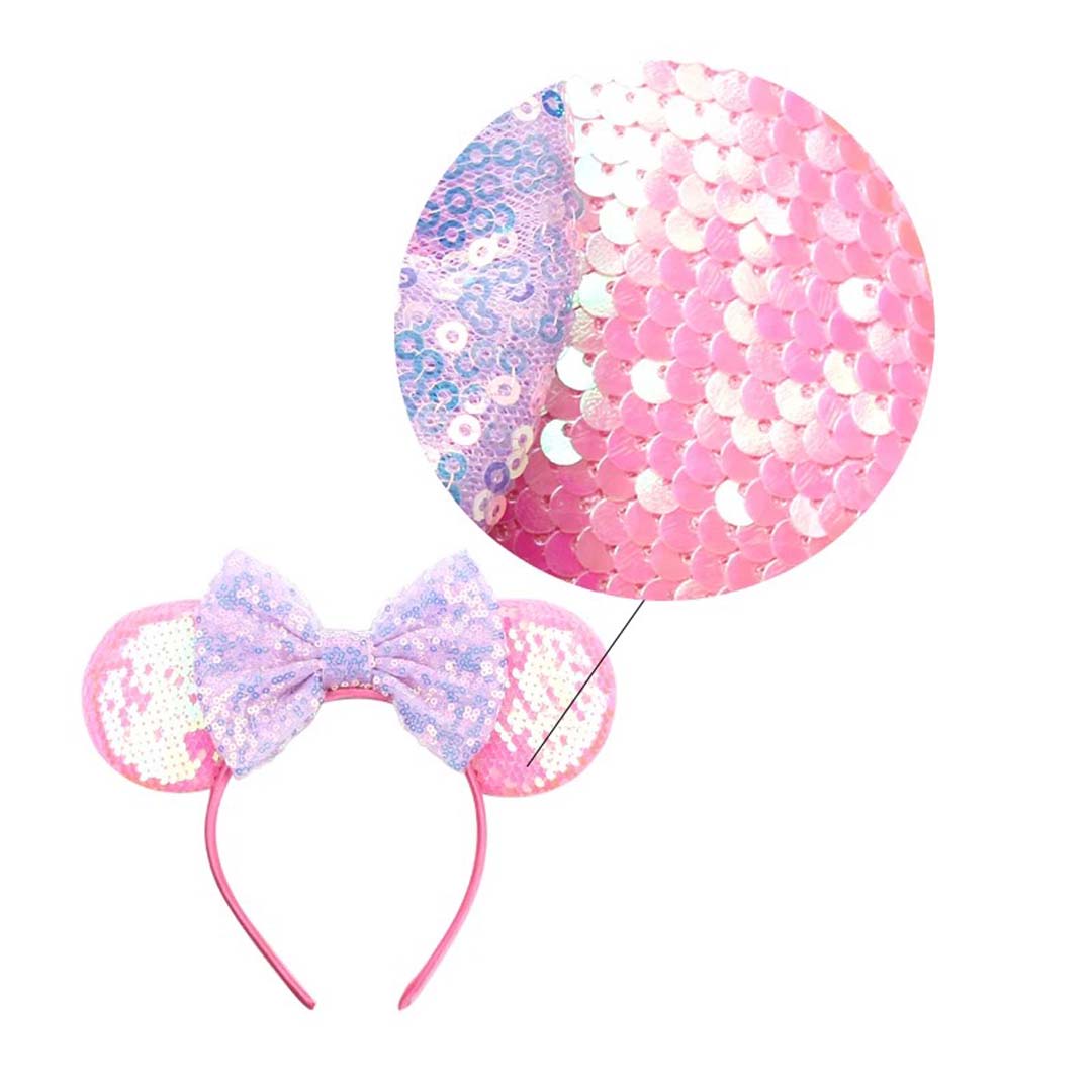 Rose Gold Sequin Ears Headband with Bow