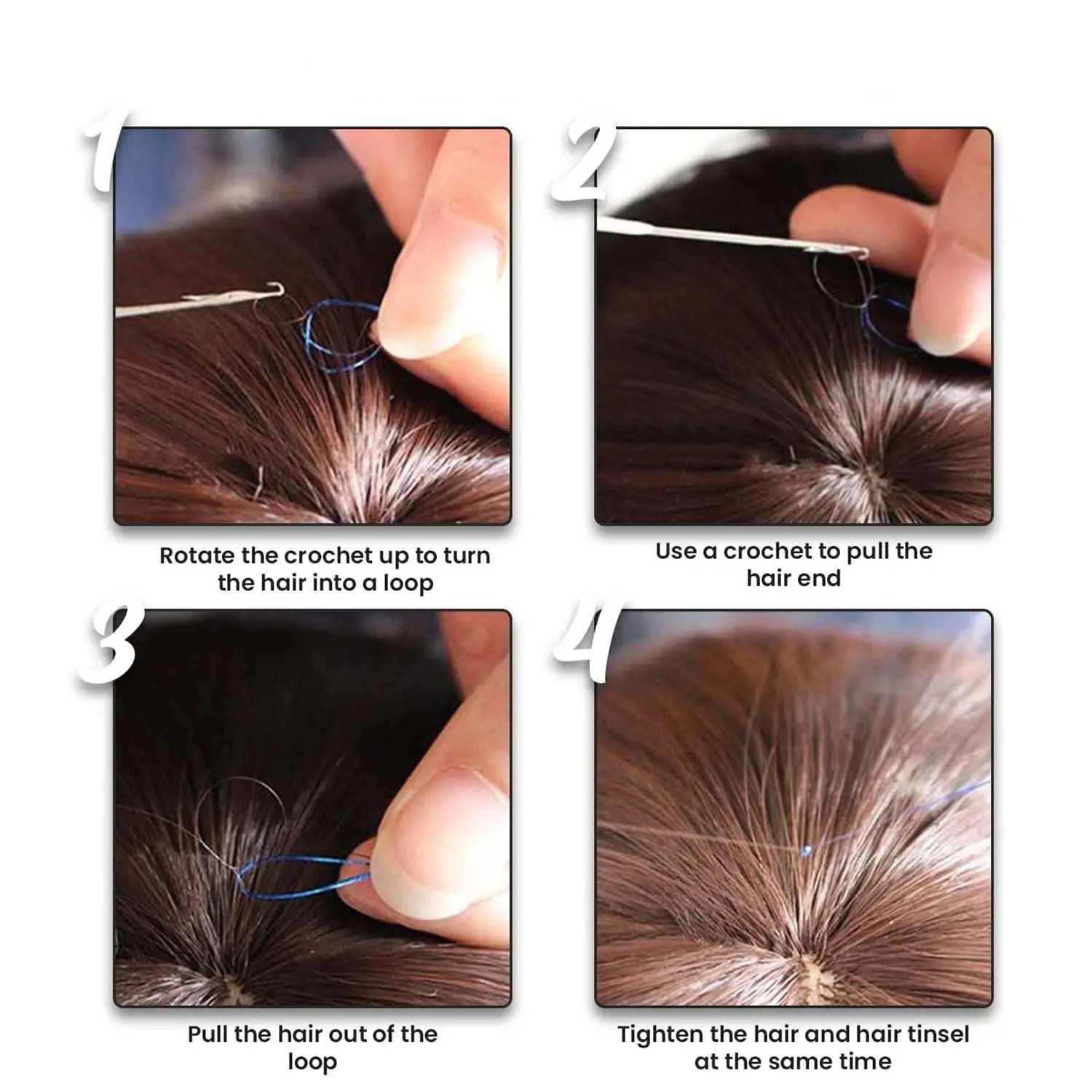 TRANSPARENT BLUE SYNTHETIC HAIR TINSEL SPARKLE HOLOGRAPHIC HAIR HIGHLIGHT