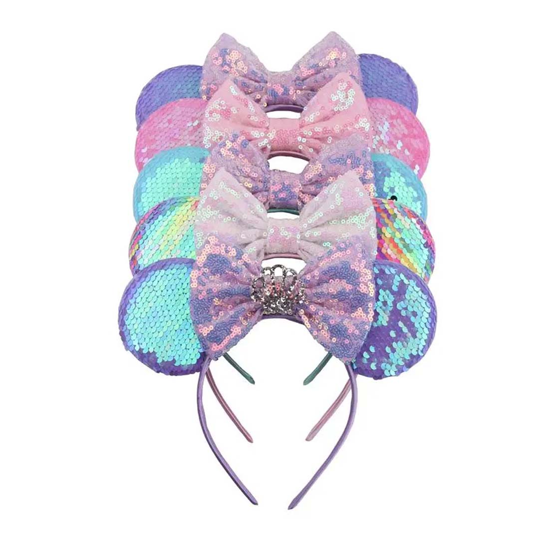 Rose Gold Sequin Ears Headband with Bow