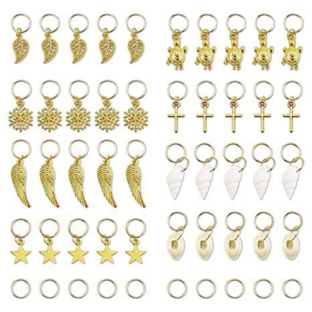 50PCS STAR & SHELL BRAID RINGS BRAID CLIPS