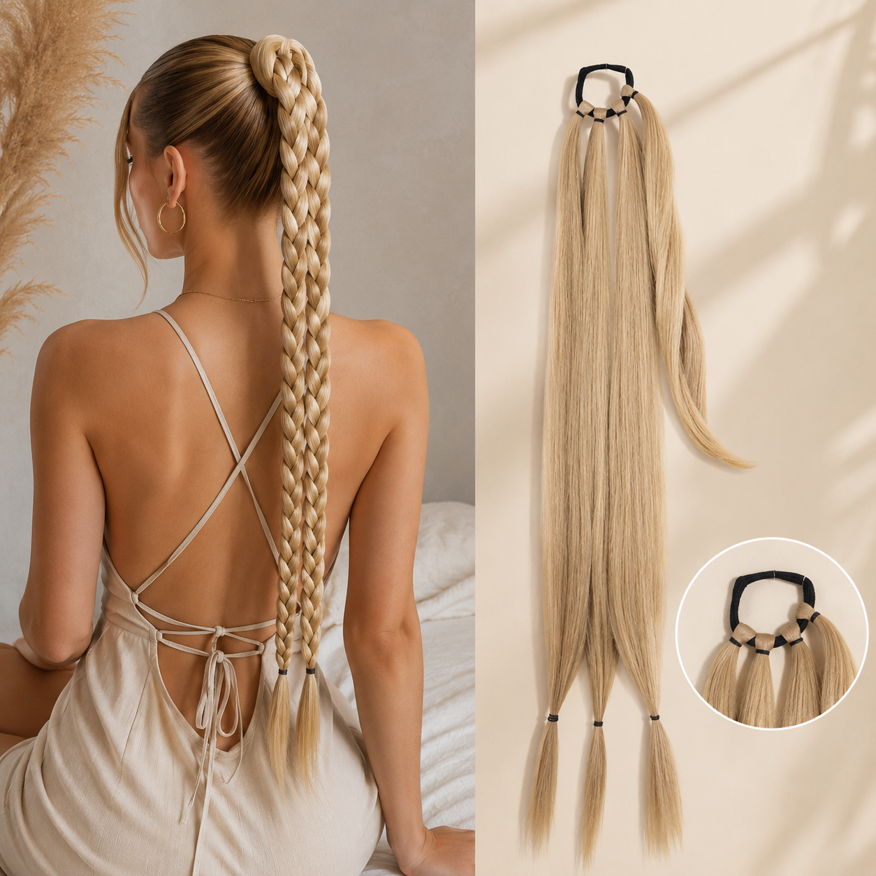 85CM LONG SYNTHETIC BRAIDED PONYTAIL EXTENSION