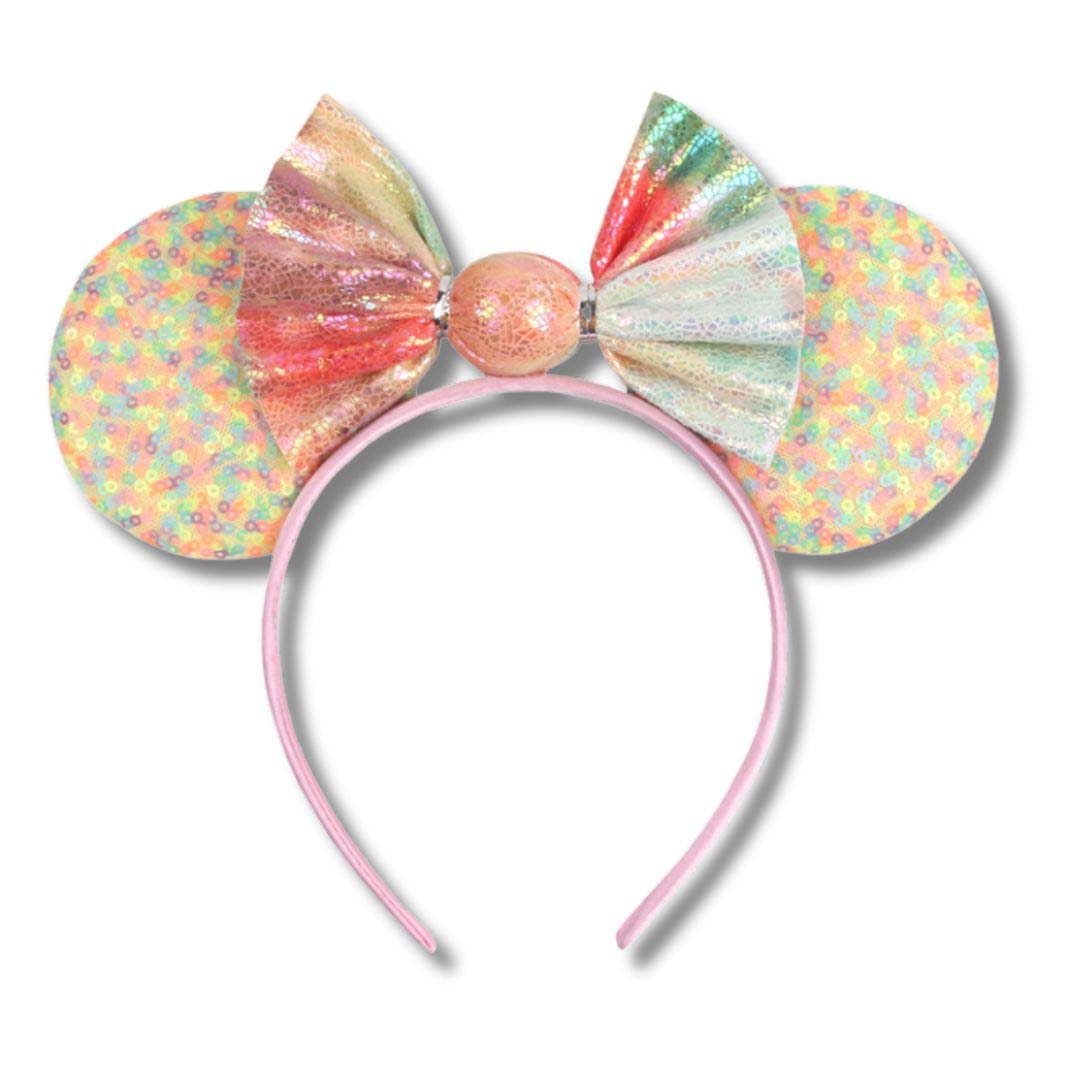 Rainbow Candy Sequin Ears Headband with Bow