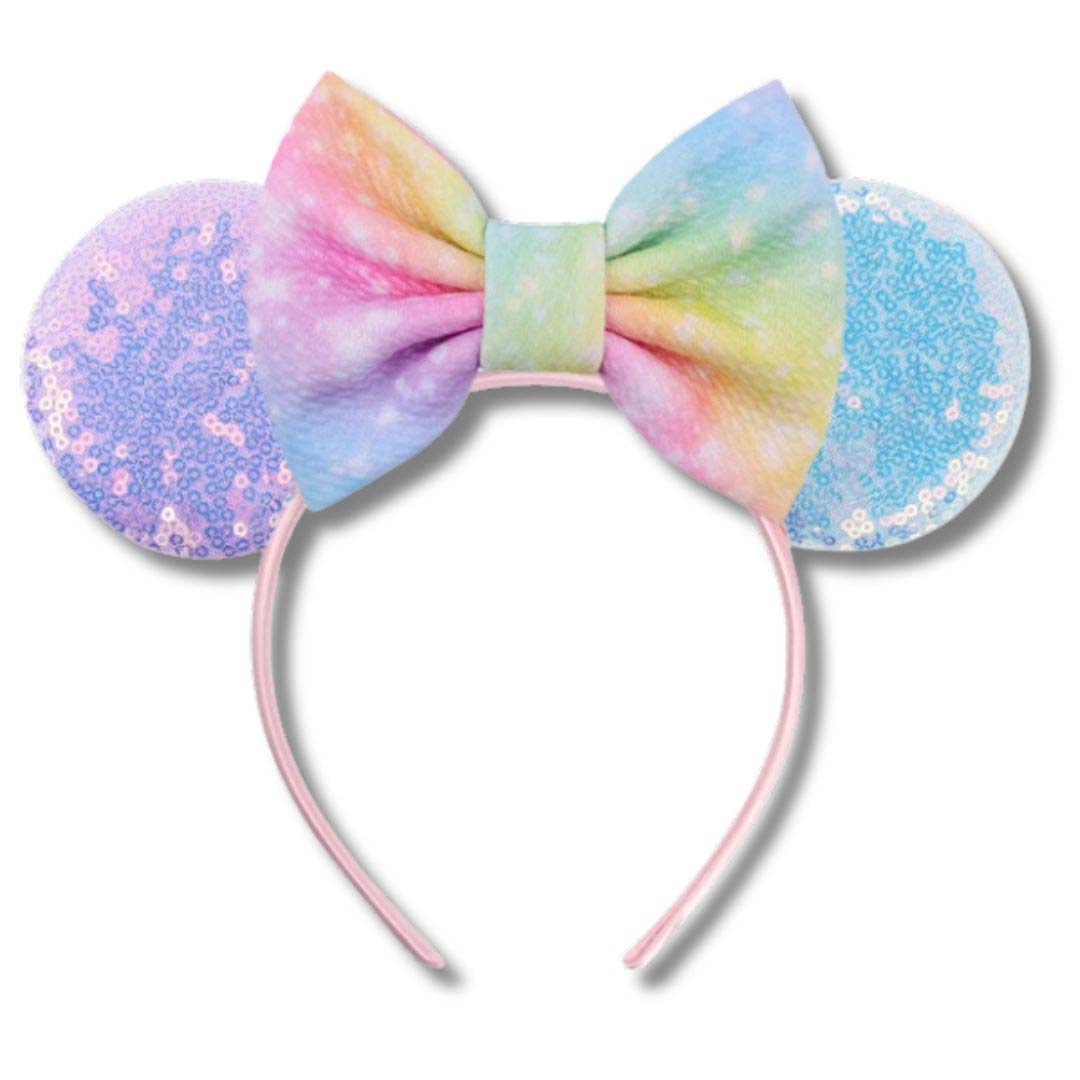 Rainbow Shine Sequin Ears Headband with Bow