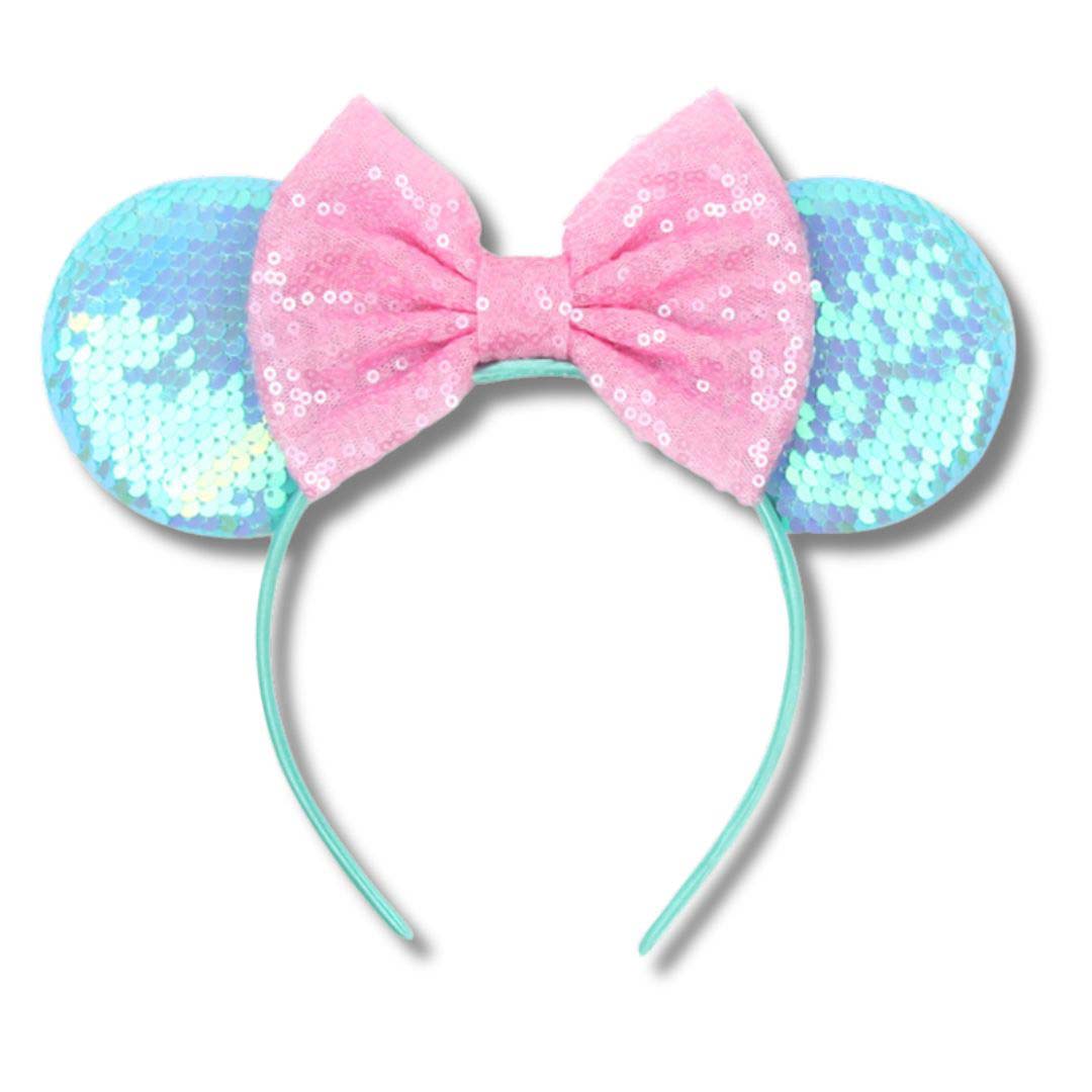 Pink Blue Sequin Ears Headband with Bow