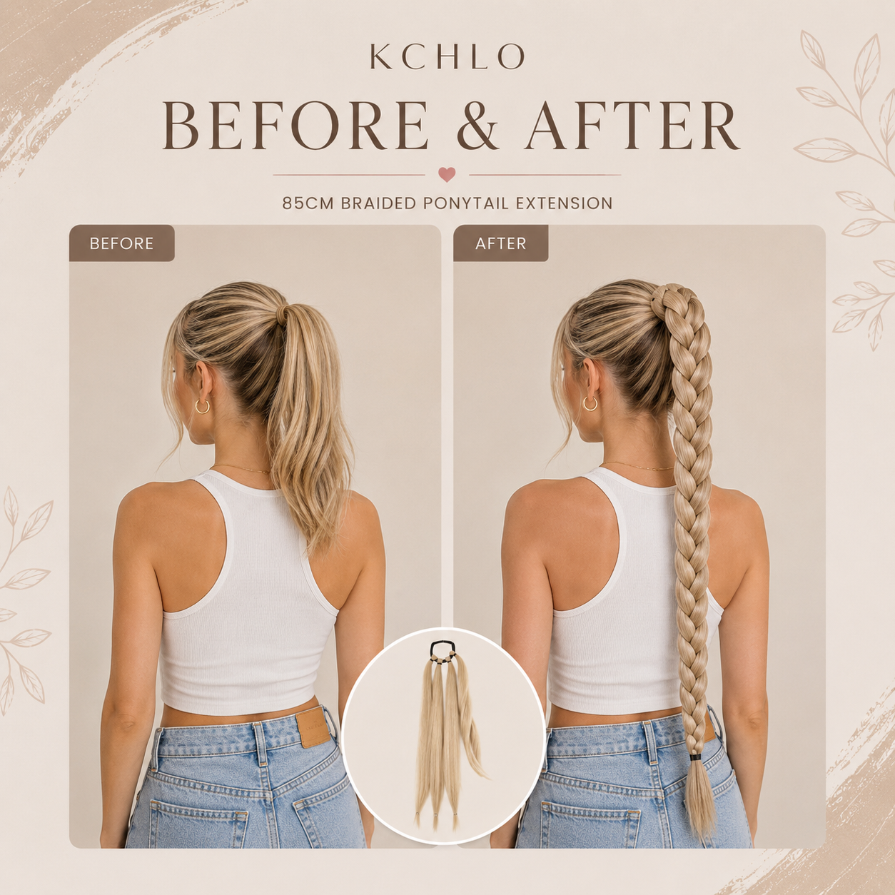 85CM LONG SYNTHETIC BRAIDED PONYTAIL EXTENSION