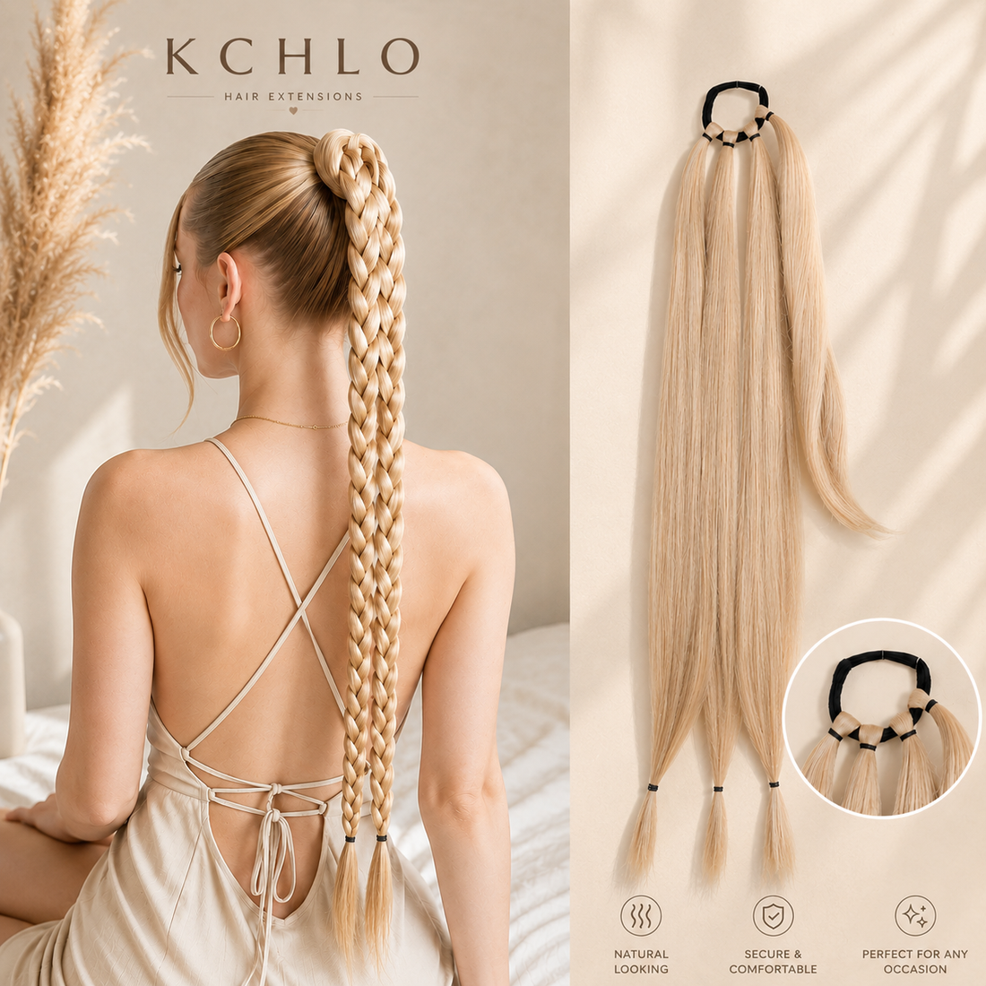 85CM LONG SYNTHETIC BRAIDED PONYTAIL EXTENSION