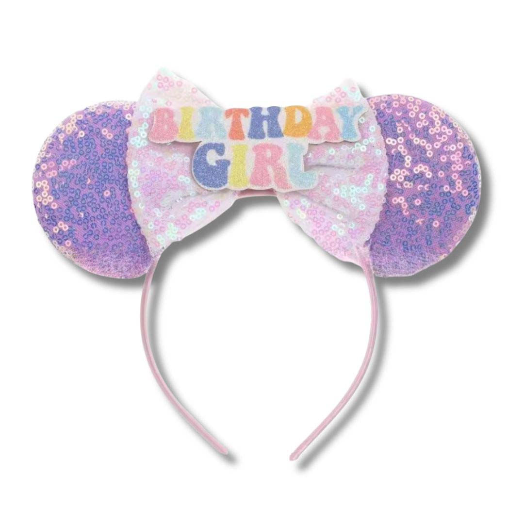 Purple Birthday Sequin Ears Headband with Bow