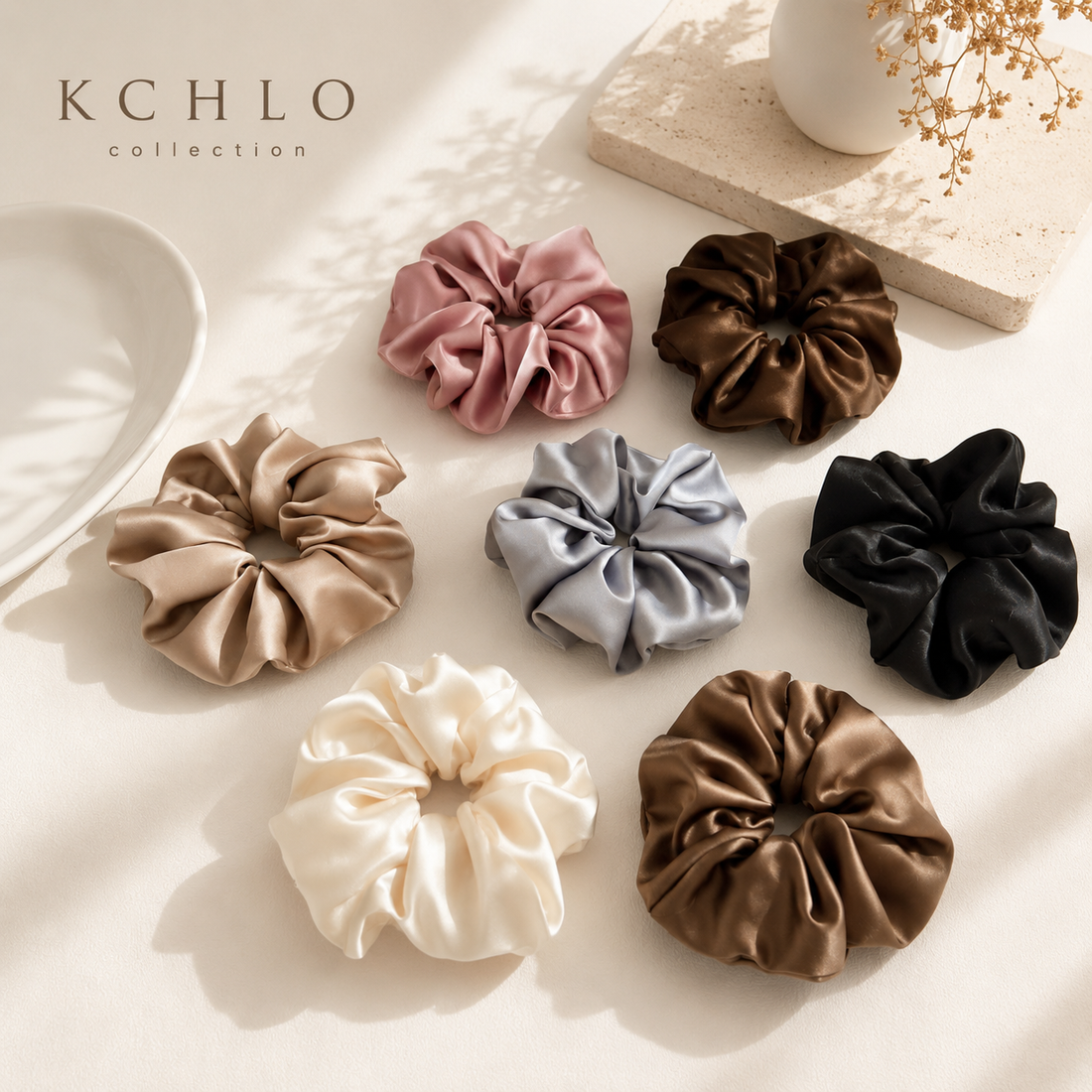 18CM OVERSIZE LARGE SCRUNCHIES SILK SATIN ELASTIC HAIR ROPE PONYTAIL TIE