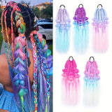 ROSE PURPLE LIGHT BLUE WHITE RAINBOW BUBBLES BRAID HAIR EXTENSIONS HIGHLIGHTS 22" (Copy)