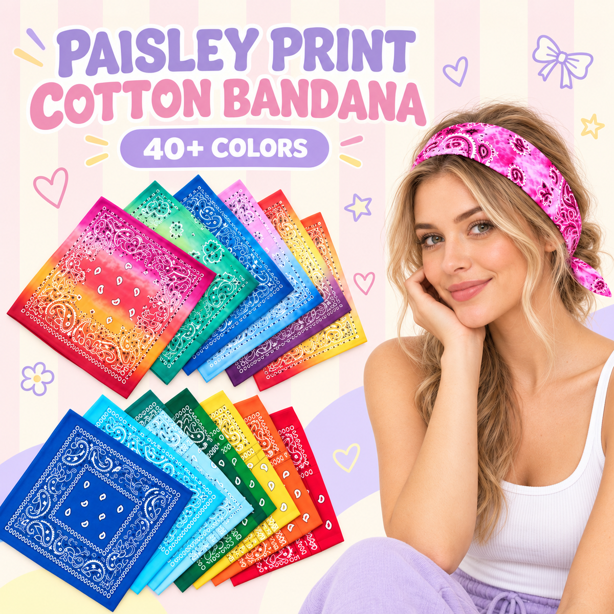 100% COTTON PAISLEY BANDANA HEAD SCARF