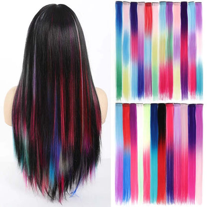 COLOURFUL CLIP-IN HAIR EXTENSIONS RAINBOW STREAKS FOR INSTANT HIGHLIGHTS