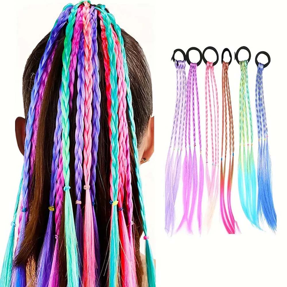PURPLE 50CM BRAID TWIST PONYTAIL WITH HAIR TIES