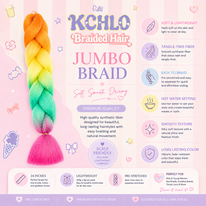 24" One Tone Jumbo Braiding Hair Extensions | Single Colour Synthetic Braiding Hair