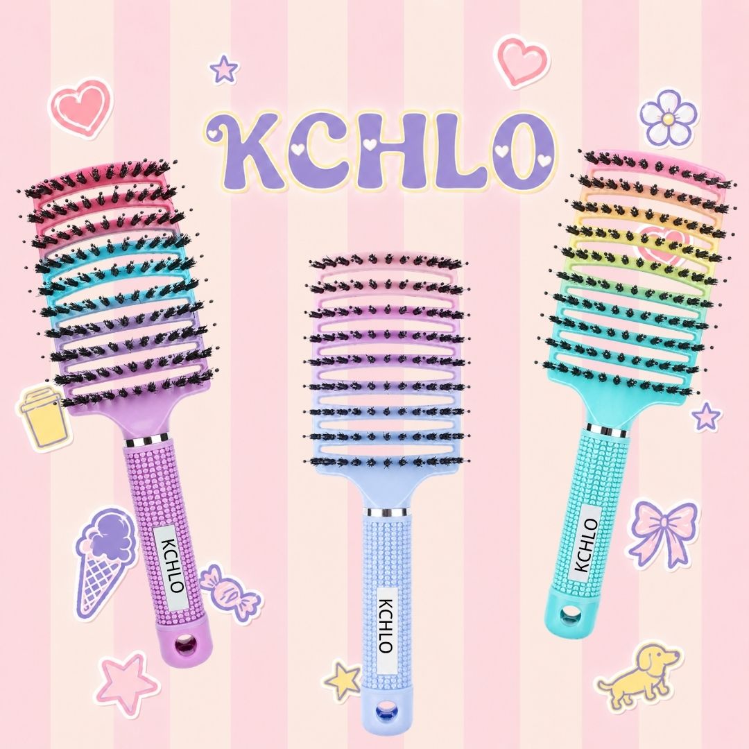 RAINBOW DETANGLING HAIR BRUSH SCALP MASSAGE VENTED BRUSH