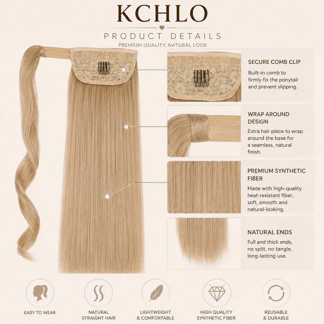 SYNTHETIC STRAIGHT PONYTAIL HAIR EXTENSION