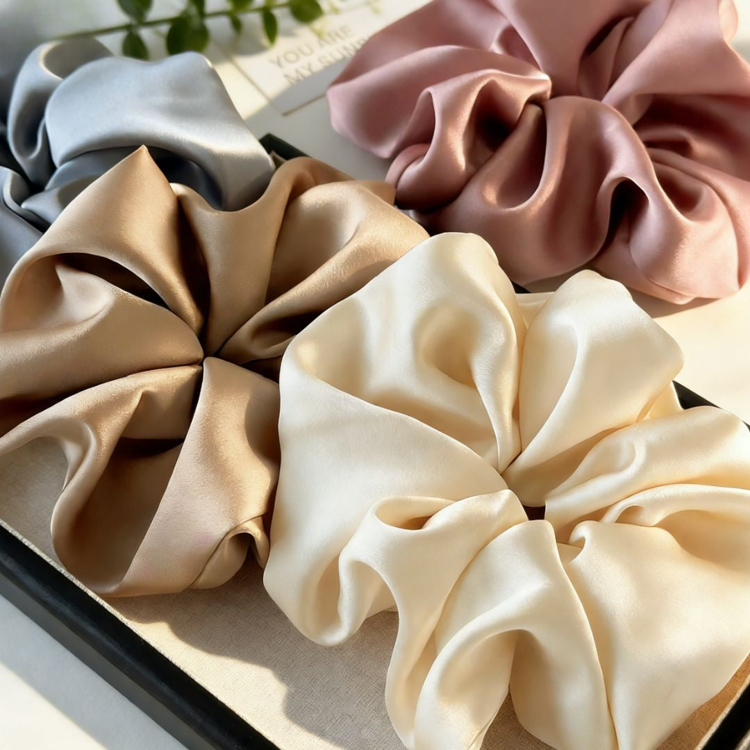 18CM PURPLE OVERSIZE LARGE SCRUNCHIES SILK SATIN ELASTIC HAIR ROPE PONYTAIL TIE