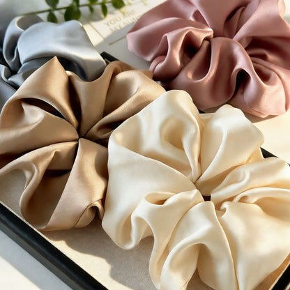 18CM PURPLE OVERSIZE LARGE SCRUNCHIES SILK SATIN ELASTIC HAIR ROPE PONYTAIL TIE