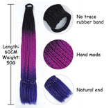 24'' BRAIDED PONYTAIL HAIR EXTENSION WITH ELASTIC RUBBER BANDS AQUAMARINE SYNTHETIC BRAIDING HAIR