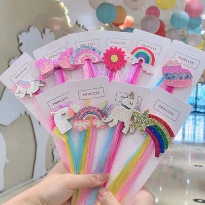 40CM RAINBOW HORSE HAIR CLIPS WITH COLORFUL EXTENSIONS