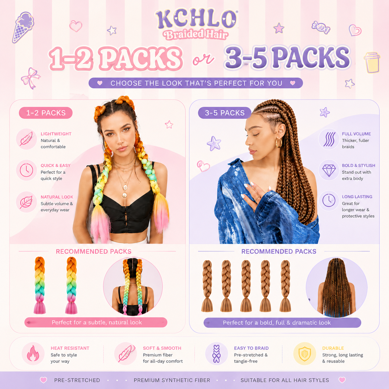 24" One Tone Jumbo Braiding Hair Extensions | Single Colour Synthetic Braiding Hair