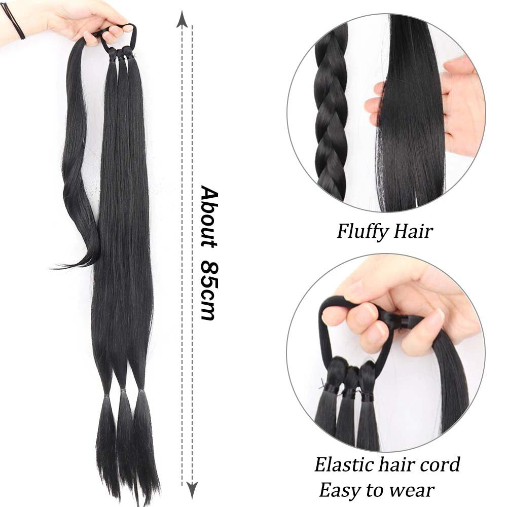 LIGHT BROWN 85CM LONG SYNTHETIC BRAIDED PONYTAIL EXTENSION
