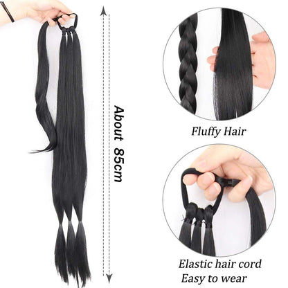 LIGHT BROWN 85CM LONG SYNTHETIC BRAIDED PONYTAIL EXTENSION