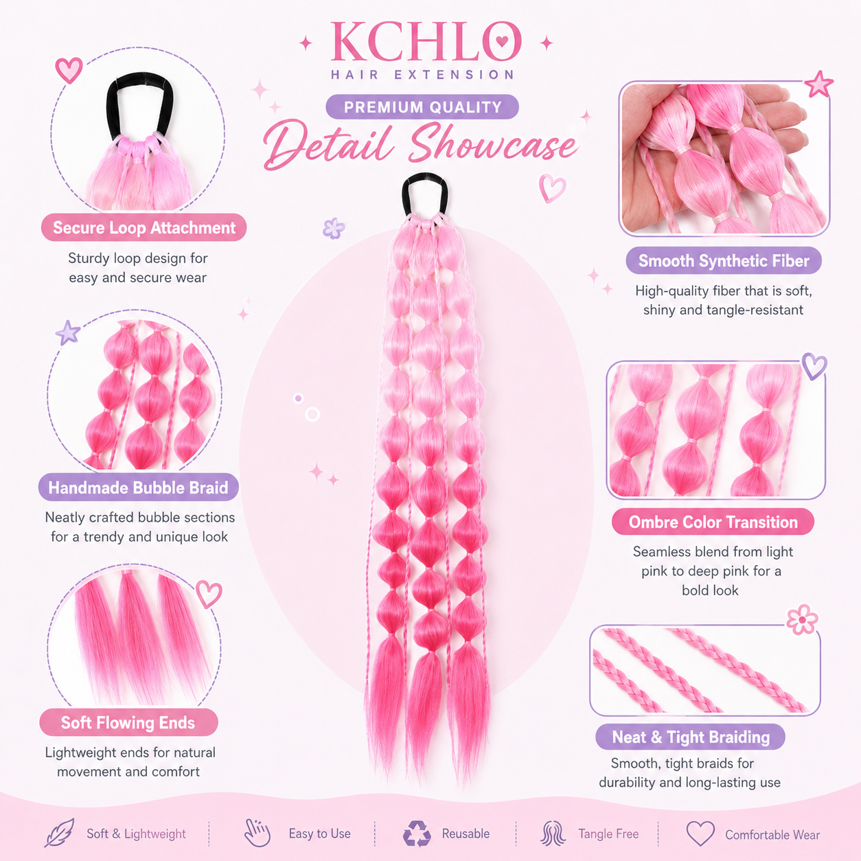 Bubble Braid Hair Extensions 24" | Festival &amp; Rave Hair