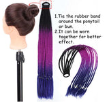 24'' BRAIDED PONYTAIL HAIR EXTENSION WITH ELASTIC RUBBER BANDS AQUAMARINE SYNTHETIC BRAIDING HAIR