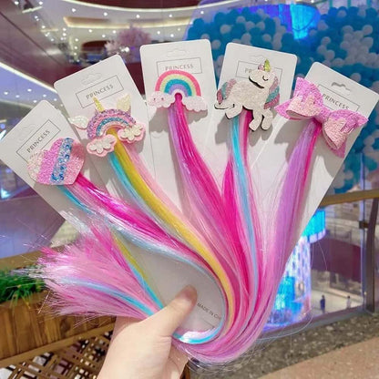 40CM RAINBOW HORSE HAIR CLIPS WITH COLORFUL EXTENSIONS